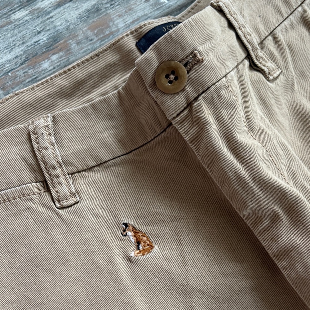 J Crew critter chinos with embroidered foxes, size 12